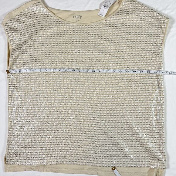 NWT Loft Tshirt XL Gold Sequin Glam Going Out Party Boxy Mob Wife Boho Chic - Picture 6 of 8
